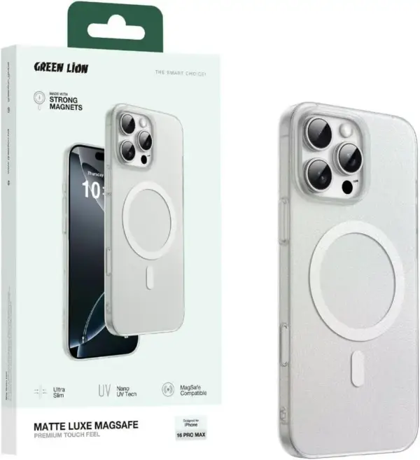 GREEN LION MATTE LUXE MAGSAFE PREMIUM TOUCH FEEL CASE FOR IPHONE 16 PRO | CLEAR